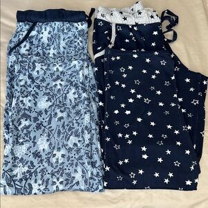 Lucky Brand Women’s Blue and Navy Pajama Pants Set 2 Size Medium Super Soft
